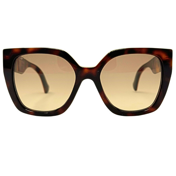 Gucci Sunglasses GG Logo Glitter Havana Hollywood Oversize Square Gradient Brown - Picture 5 of 13